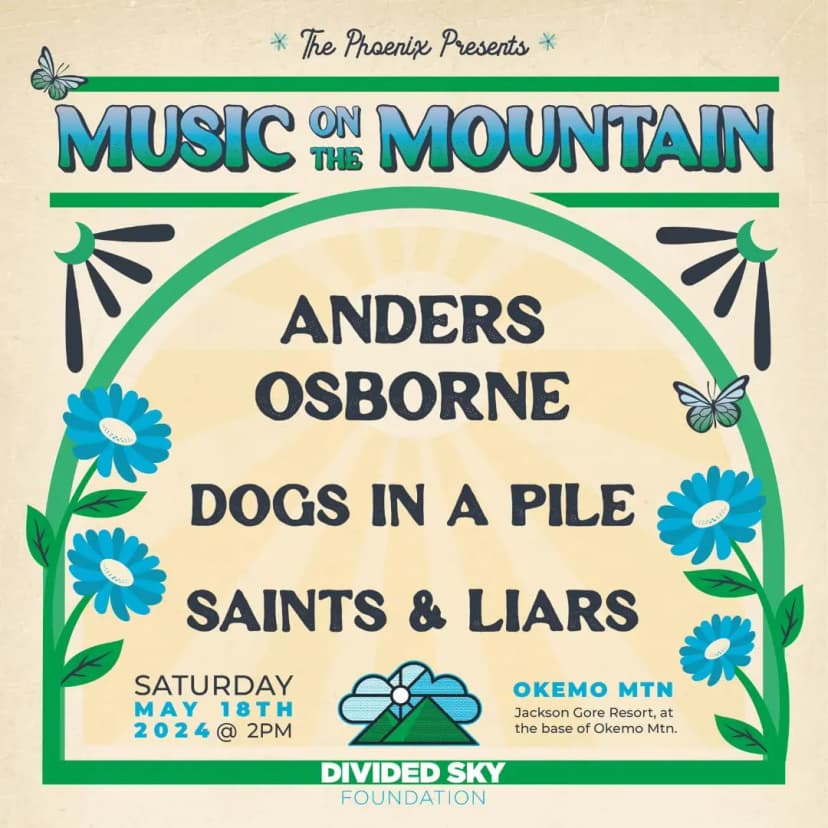 La Fundación Phoenix y Divided Sky presentan el Festival inaugural de Música en la Montaña; Anders Osborne, Dogs In A Pile y Saints & Liars